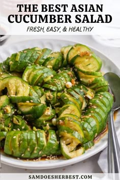 Asian Cucumber Recipe, Spicy Cucumber Salad, Asian Cucumber Salad, Asian Salad, Cucumber Recipes Salad, Cucumber Recipes, Healthy Food Choices, Healthy Lunch Recipes, Cucumber Salad