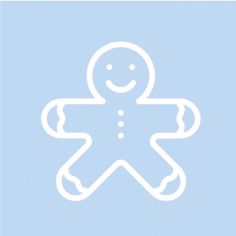 a blue and white icon with a smiling ginger on it's chest, in the middle of a square shape