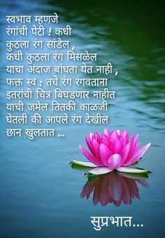 a pink flower sitting on top of a body of water with the words in english