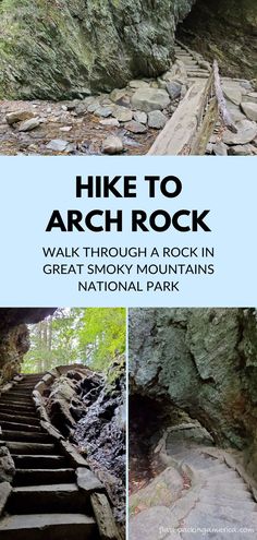 the hike to arch rock walk through a rock in great smoky mountains, national park