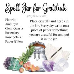 Gratitude Spell Jar, Gratitude Spell, Witchy Incense, Bottle Spells, Spell Bags, Diy Candles Video, Voodoo Witch, Money Spells Magic, Witches Jar