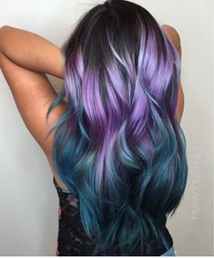 Geode Hair, Purple Ombre Hair, Color Extensions, Blue Ombre Hair, Fade Out