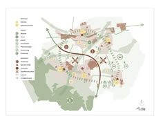 a map showing the location of several buildings and streets in different directions, with arrows pointing to