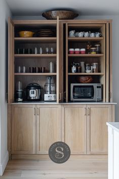 kitchen strorage, custom kitchen, oak cupboards, Coffee Cupboard, Garage Houses, Complete House Renovation, Pacific Northwest Style, Beautiful Pantry, Appliance Garage, Plug Sockets, Oak Cupboard