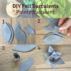 instructions to make felt succulents with paper flowers