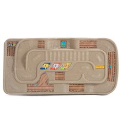 a play mat with cars and trucks on it