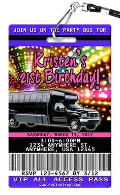 a party bus ticket for a 21st birthday