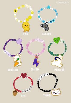 Bts Bracelet, Anting Manik, Bts Anime, Kpop Diy, Fanart Bts, Bead Charms Diy, Bts Merch, Bts Drawings, Bts Chibi