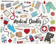 Hospital Clipart, Medical Clip Art, Medicine Kit, Doctor Drawing, Doctor Hospital, Planner Doodles, Medical Background, Greeting Card Craft