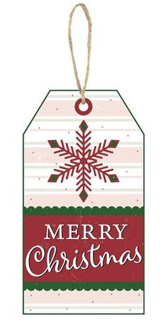 Merry Christmas Luggage Tag Wooden Sign: Red Green White - 12 Inches x 6.5 Inches Merry Christmas Tags, Wreath Making Supplies, Rustic Wooden Sign, Christmas Signs Wood, The North Pole, Holiday Signs, Christmas Bow, Floral Monogram, Handmade Wreaths