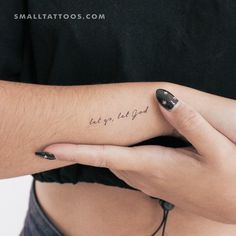 a woman's arm with a tattoo that reads, let go be good