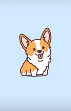 a cartoon corgi dog sitting down with its tongue out