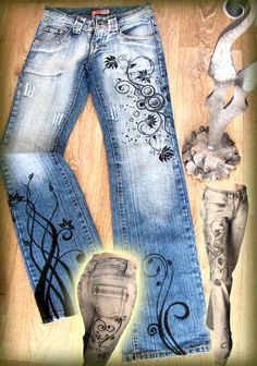 an image of jeans with designs on them