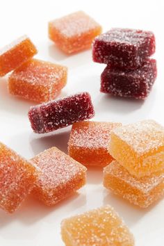 jelly candies are arranged on a white surface