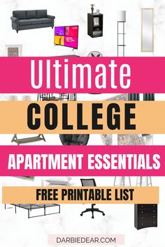 photo collage of all the living room essentials college students need for their first apartment. First Apartment Must Haves, College Apartment Essentials, Students Bedroom, College Apartment Checklist, First College Apartment, Move In Day, Apartment Must Haves, Student Bedroom, Moving Apartment