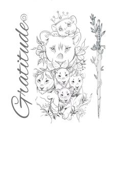 a drawing of an animal with flowers and leaves on it's head, surrounded by other animals