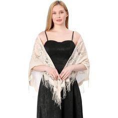 Hot Item *Delightful Design: Add A Touch Of Elegance To Your Outfit With Our Ladiery Lace Triangle Shawl. Featuring A Unique Floral Lace Crochet Design And Elegant Tassels, This Versatile Accessory Can Be Worn As A Scarf, Wrap, Shawl, Or Top. Perfect For Women Attending Weddings, Bridesmaids, Or Any Special Occasion Where You Want To Stand Out With Unique And Stylish Pieces! *Size Reference: With Excellent Coverage And A Length Of 18070 Cm / 71" X 28", Our Lace Shawl Covers Your Shoulders And Ar Shawl For Formal Dress, Lace Shawls, Elegant Shawl, Prom Accessories, 파티 드레스, Dress With Shawl, Bridal Shawl, Triangle Shawls, Elegant Embroidery