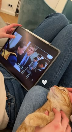 a person sitting on the floor with a cat and a laptop computer in their lap