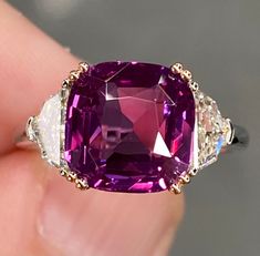 Detailed Description more photos and videos will be uploaded within 24 hours Purple Diamond Ring, Vvs Diamond, Purple Diamond, Ceylon Sapphire, Jewels Rings, Three Stone Engagement, Stone Engagement, Sapphire Diamond, Three Stone