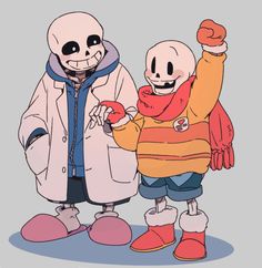 two cartoon characters standing next to each other