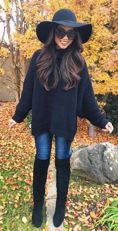 Looks Adidas, Perfect Winter Outfit, Chique Outfits, Mode Boho, Cute Fall Outfits, Black Hat