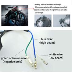 the wiring diagram shows how to wire an electric motorbike with blue wires and white wire