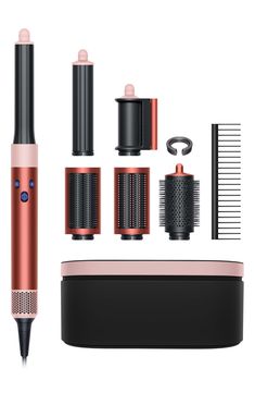 What it is: A special-edition Dyson Airwrap Complete Long for straight and wavy hair in Strawberry Bronze and Blush Pink with complimentary Detangling comb.What it does: Dry, curl, shape, smooth and hide flyaways with no heat damage. Re-engineered attachments harness Enhanced Coanda airflow for faster and more versatile styling.¹Features and benefits:- Six versatile attachments engineered for different hair types, lengths and styles- Dries and styles simultaneously using the Coanda effect, no heat damage- 2-in-1 Coanda smoothing dryer dries, smoothes and hides flyaways with one attachment for up to 58% less frizz and flyaways²- Coanda styling pioneered by Dyson: The Dyson Airwrap multi-styler harnesses an aerodynamic phenomenon called the Coanda effect. It uses air to attract and wrap hair Dyson Air Wrap Pink, Diffuser For Hair, Pink Dyson Airwrap, Dyson Air Wrap Hairstyles, Dyson Blow Dryer, Pink Dyson, New Dyson Airwrap, Dry Curl, Straight And Wavy Hair