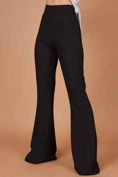 Black Slim Cut Mid Flares – Kirsty Doyle Fashion Scuba Fabric, Stretch Crepe, Off Duty, New Season, Fabric Care, Going Out, High Waist, Dress Up, Trousers