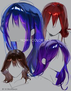 three different colored hair styles with the words how color hair