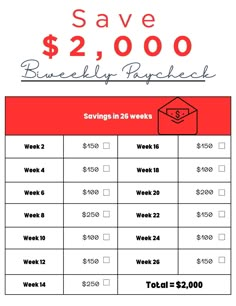 a red and white coup sheet with the words save $ 2, 000