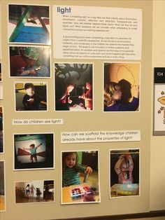 a bulletin board with many pictures on it