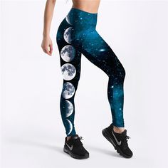 Galaxy Moon Printed Leggings · KoKo Fashion · Online Store Powered by Storenvy Pinterest Pretty, Long Yoga Pants, Hip Stretches, Style Leggings, Hip Style, Fashion Bottoms, Work Place, Moon Print, Pants And Leggings