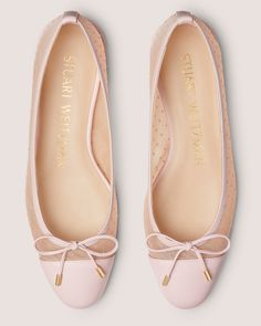 SLEEK BOW FLAT | Stuart Weitzman Elegant Fitted Ballet Flats, Formal Low Heel Fitted Flats, Pink Low Heel Ballet Flats For Formal Occasions, Elegant Fitted Closed Toe Flats, Formal Pink Low Heel Ballet Flats, Elegant Fitted Slip-on Flats, Elegant Pink Evening Flats, Elegant Flats With Flat Heel, Elegant Pink Flats With Removable Insole