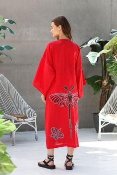 Discover more embroidered long dresses https://etsy.me/2qc98Z8 One-of-a-kind embroidered wrap kimono dress, plus size resort robe with pockets, belt. Gorgeous custom linen gown can be made in any colors or length. Butterfly embroidered linen kimono dress Description: Textile - 100% linen. Embroidery - multi Standart length - 130 cm / 51.18 inch Side pockets, belt Size chart is at the last photo I'll be pleased if you leave your chest and hips measurements with order Embroidered vishivanka is a s Floral Embroidered V-neck Kimono For Summer, V-neck Floral Embroidered Kimono For Summer, V-neck Floral Embroidery Kimono For Summer, Summer Floral Embroidered Kimono With Kimono Sleeves, Summer Kimono With Floral Embroidery And Kimono Sleeves, Summer Kimono With Floral Embroidery, Casual Beach Kimono With Floral Embroidery, Summer Floral Embroidered Kimono For Beach, Summer Beach Kimono With Floral Embroidery