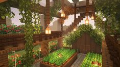 an image of a garden in minecraft