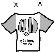 an image of a t - shirt with scissors hanging off the front and back sides