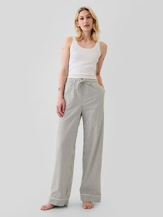 Saw this on Gap: Casual Cotton Sleepwear Trousers, Cotton Sleepwear Trousers With Elastic Waistband, Spring Cotton Sleepwear Trousers, Spring Cotton Sleepwear Pants, Cotton Trousers Sleepwear For Spring, Cotton Sleepwear Trousers For Spring, Spring Cotton Sleepwear With Wide Legs, Spring Wide Leg Cotton Sleepwear, Spring Wide-leg Cotton Sleepwear