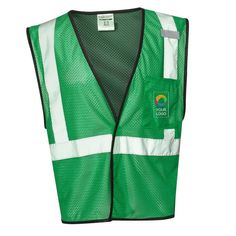 a green safety vest on a white background