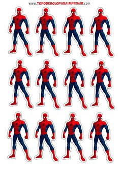 the spider man stickers are all different colors and sizes, but each has an image of