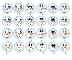 an image of different faces in the form of snowman's eyes and nose