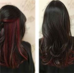 Red Underlights, Bob Ombre, Hidden Hair Color, Cheveux Oranges, Underlights Hair