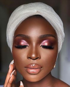 Soft Glam Makeup With Purple, Soft Glam Purple Eyeshadow, Full Glam Makeup Looks Black Women Purple, Purple Smokey Eye Makeup Black Women, Nigerian Wedding Makeup, Purple Eyeshadow On Dark Skin, Bride 2023, Makeup Brows, Purple Makeup Looks