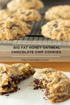 Chocolate Chip Cookies Made With Honey, Food Made With Honey, Honey Cookie Recipes, Maple Syrup Chocolate Chip Cookies, Honey Oat Cookies, Cookies With Honey Instead Of Sugar, Oatmeal Golden Raisin Cookies, Healthy Choc Chip Cookies, Honey Sweetened Cookies