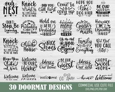 the 30 doormat designs are available for all kinds of lettering, including letters and numbers