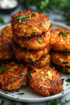 a white plate topped with crab cakes covered in parsley