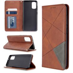 an image of a brown leather wallet case for the samsung s9 with credit card slot