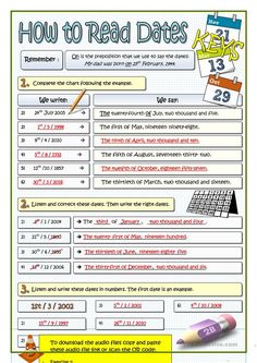 how to read dates worksheet