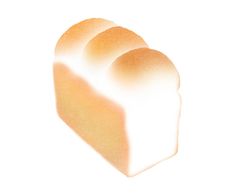 three slices of bread sitting on top of each other in front of a white background