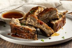 meatloaf on a plate with sauce and gravy