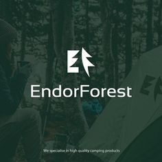 a man sitting next to a tent in the woods with an arrow over it that says endorforest